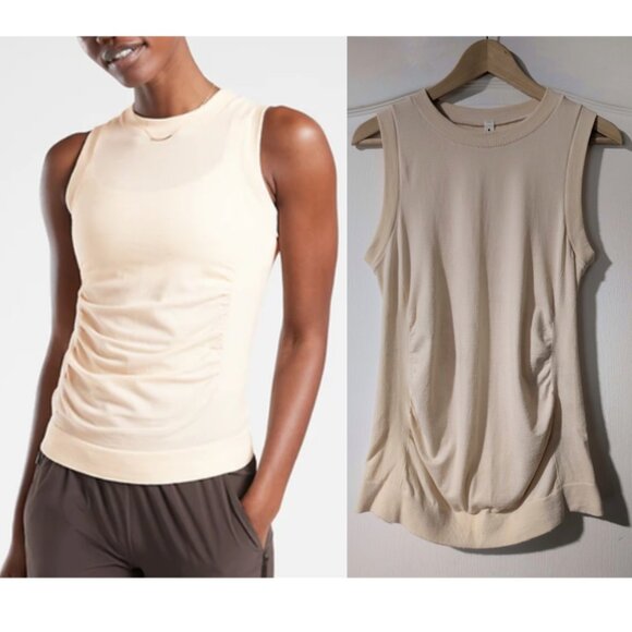 Athleta | Foresthill Ascent Seamless Merino Blend Tank In Chantilly Cream - Picture 1 of 14